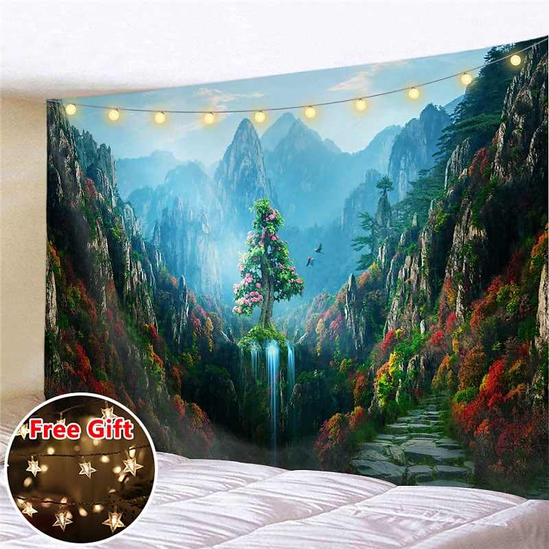 Landscape LED Lights Wall Tapestry Art Decor Fairytale Print