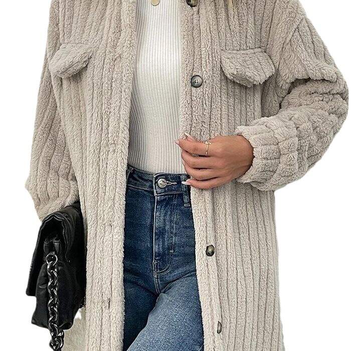 Women's Lapel Flannel Warm Jacket