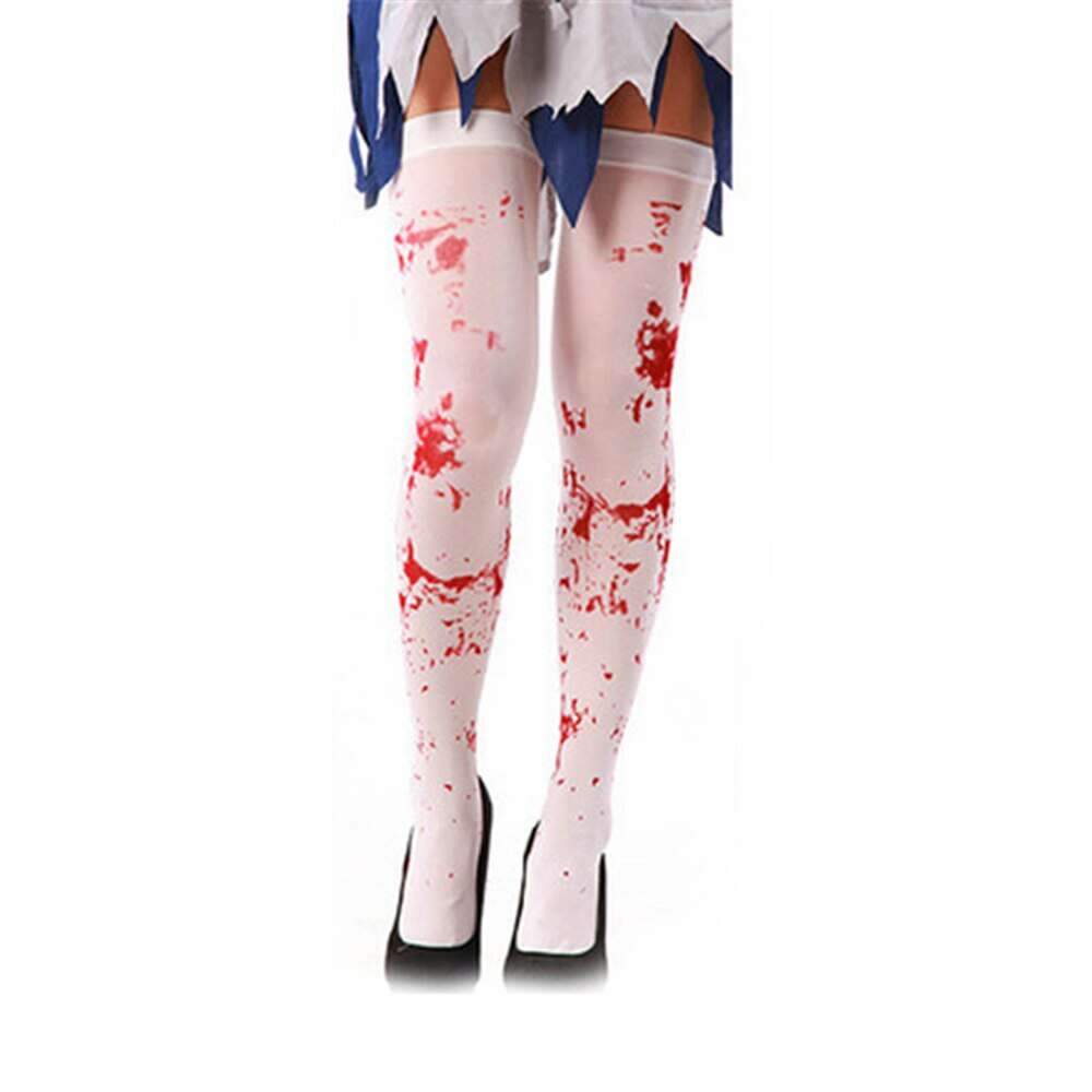 Halloween stocking long sexy women horror white halloween party bloody fancy knee long zombie socks