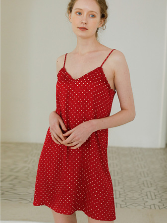 Loose Polka Dots Party Sleeveless Nightdress