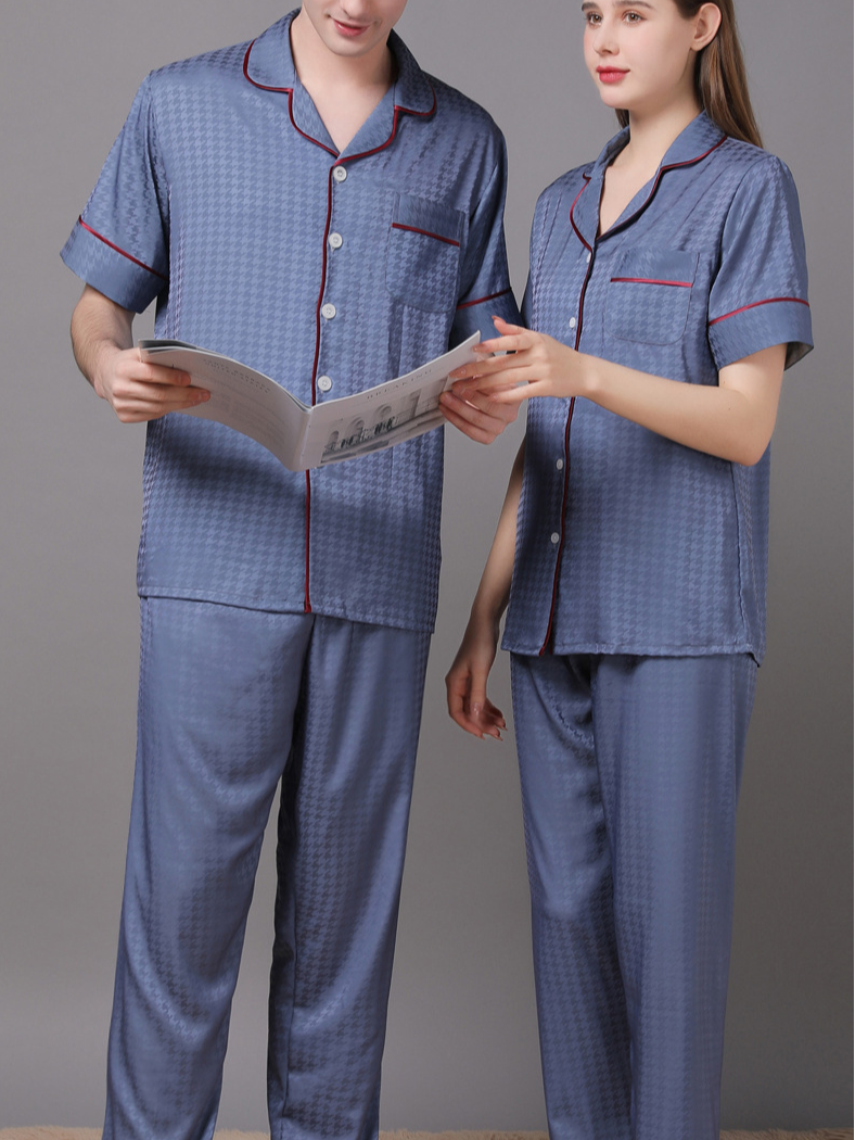 Regular Sleeve Others Casual Plain Regular Fit Matching Couple Pajama Set