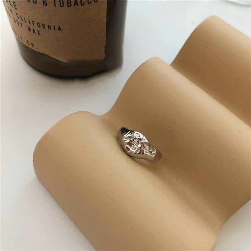 Foxanry Minimalist Silver ColorRings Fashion Simple Hollow Geometric Vintage Thai Silver Party Jewelry Gifts for Women