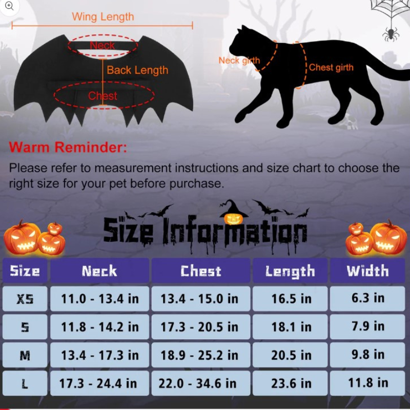 Cat Halloween Costume Bat Wings