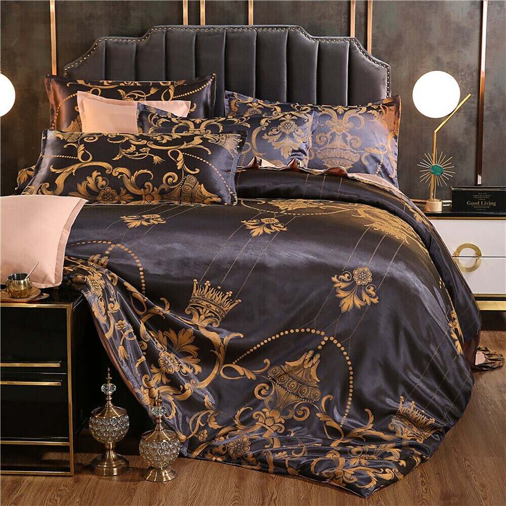 Luxury Jacquard Satin Duvet Cover Set Quilt Bedding Sets Comforter Cover