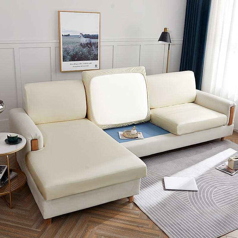 PU Leather Stretch Couch Cushion Cover 100% WaterProof Cushion Slipcover