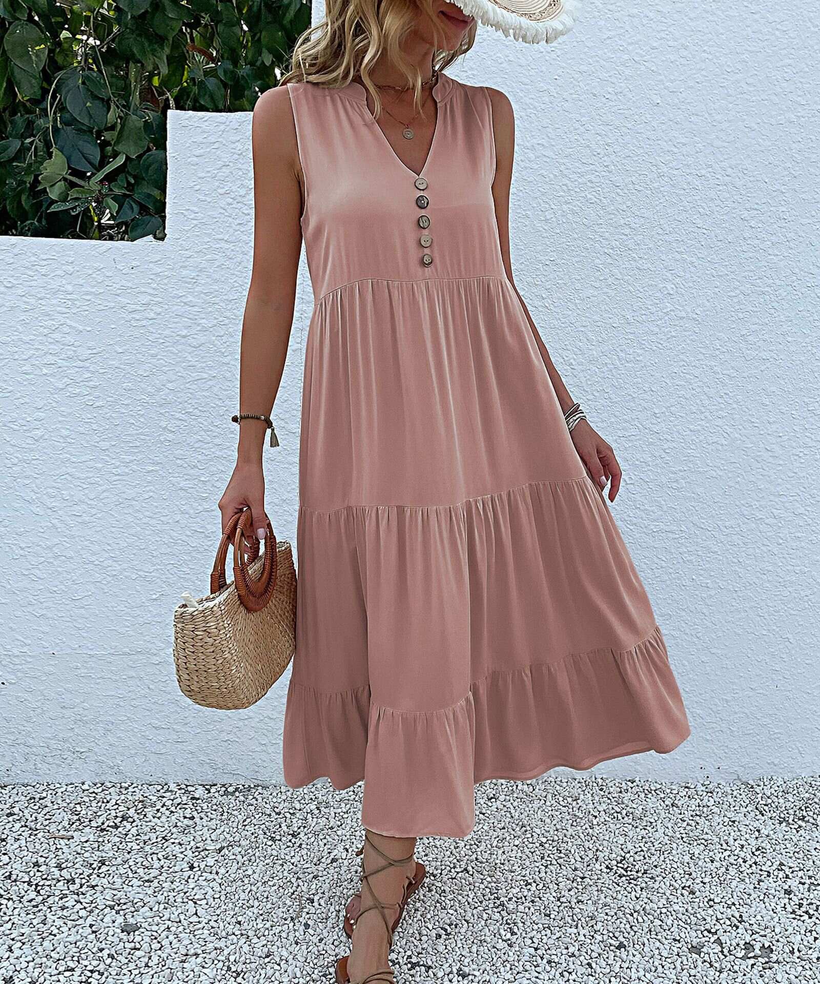 Solid color comfort casual dress