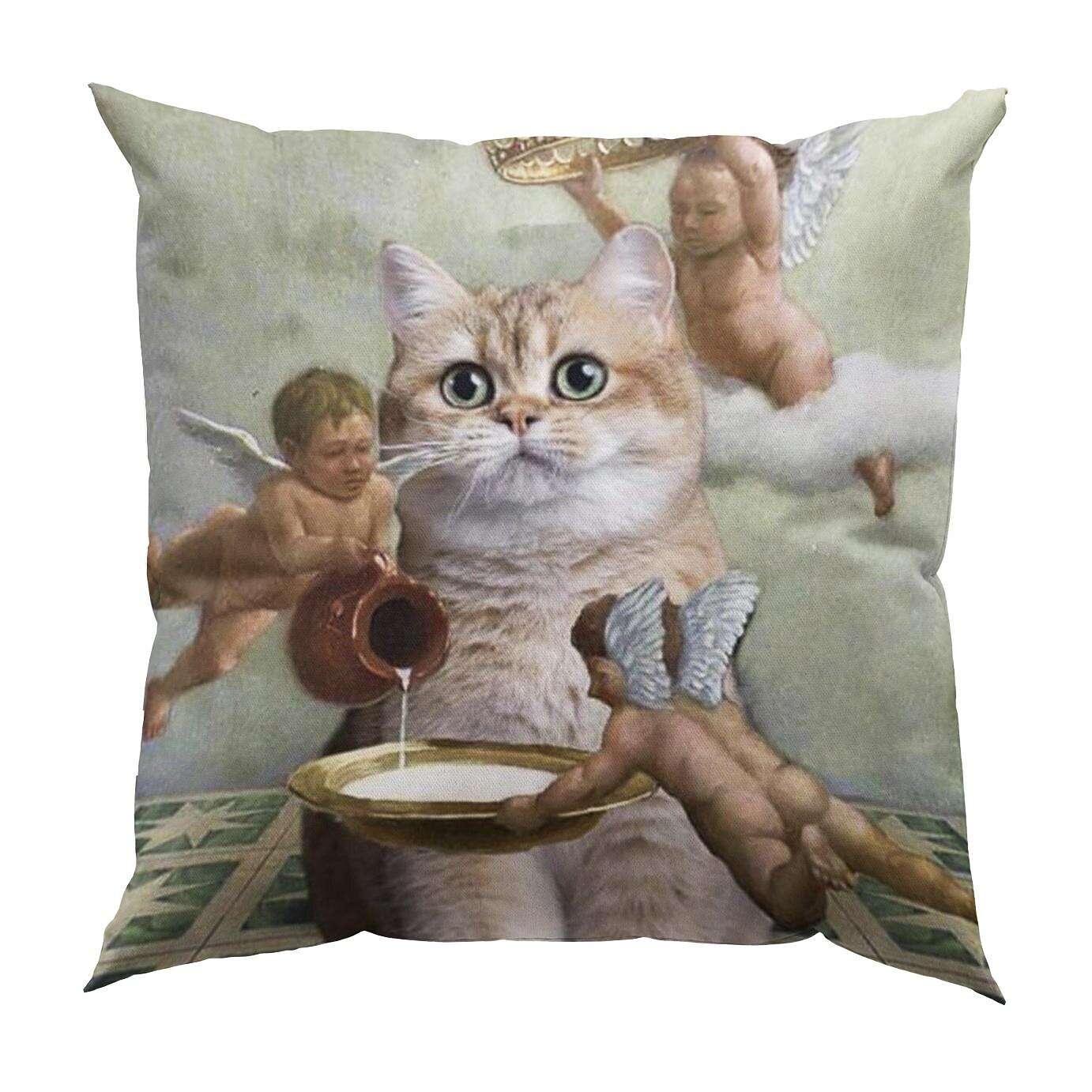 Funny Renaissance Cat Double Side Pillow Cover 4PC