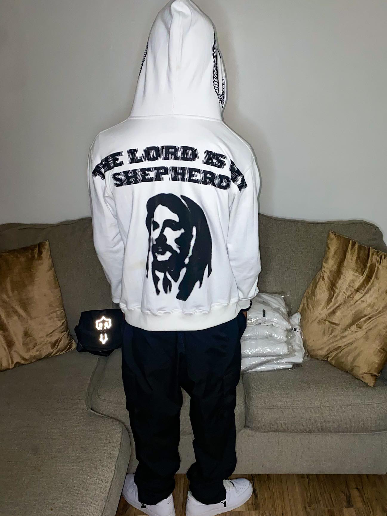 The Lord Is My Sheperd Print Zipper Hoodie