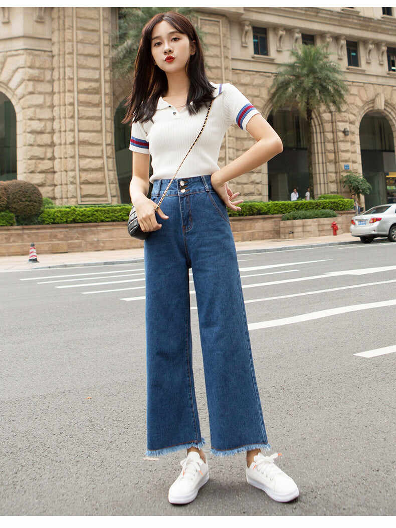 High-Waisted Straight-Leg Jeans