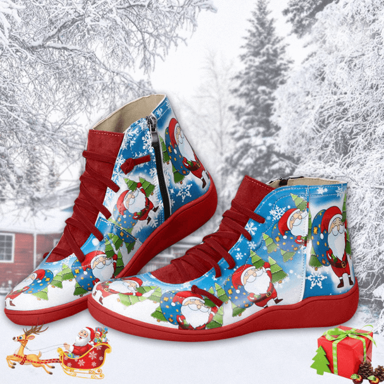 Women's Christmas Leather Ankle Boots