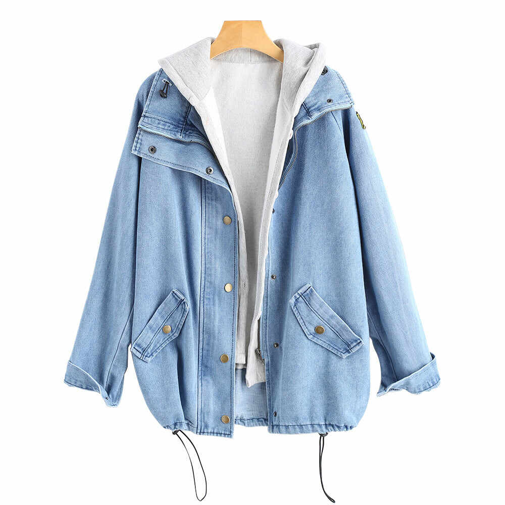 Two-piece denim hooded jacket