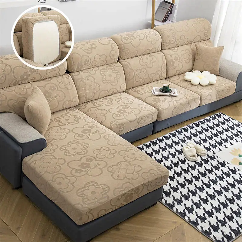 Jacquard Sofa Cushion Cover Elastic Fine Touch Sofa Protector Scratch