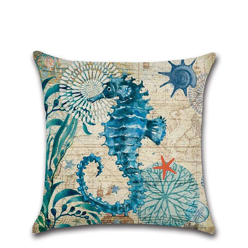 1pc Throw Pillow Cover Ocean Tutle Animal Zipper Traditional Classic Outdoor Cushion for Sofa Couch Bed Chair