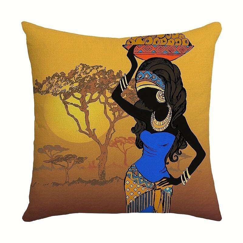 African Women Double Side Pillow Cover 4PC Soft