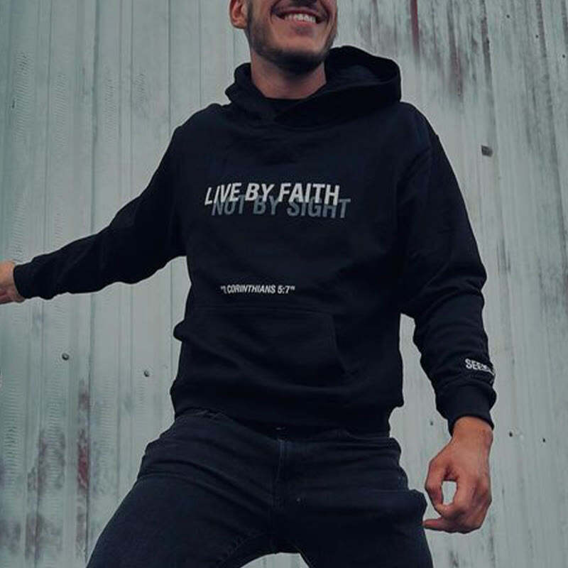 Live By Faith Not By Sight Print Hoodie