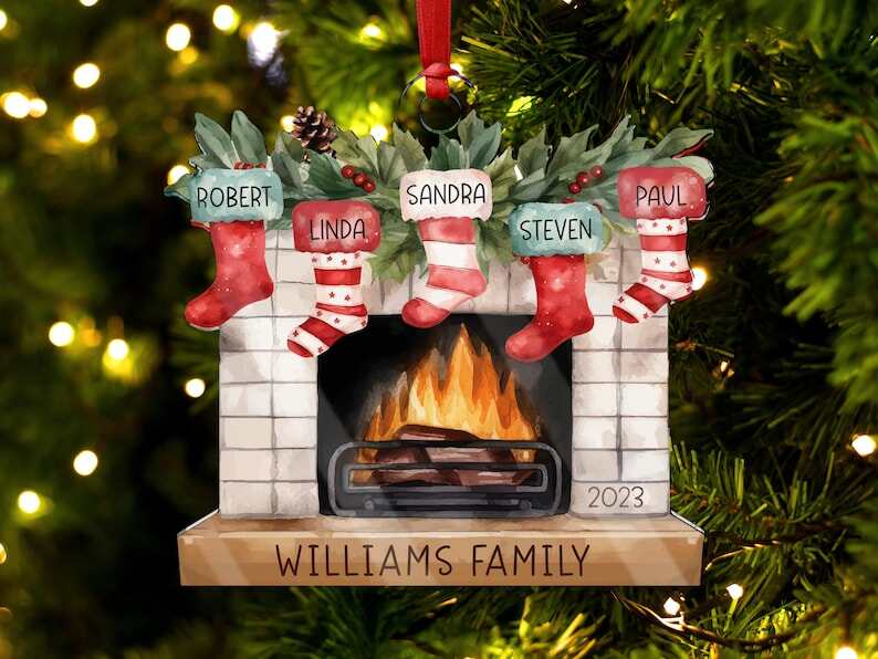 Personalized Family Christmas Decoration, Christmas Stocking Ornament, Stockings on Fireplace, Christmas Gift, Christmas Tree Ornament