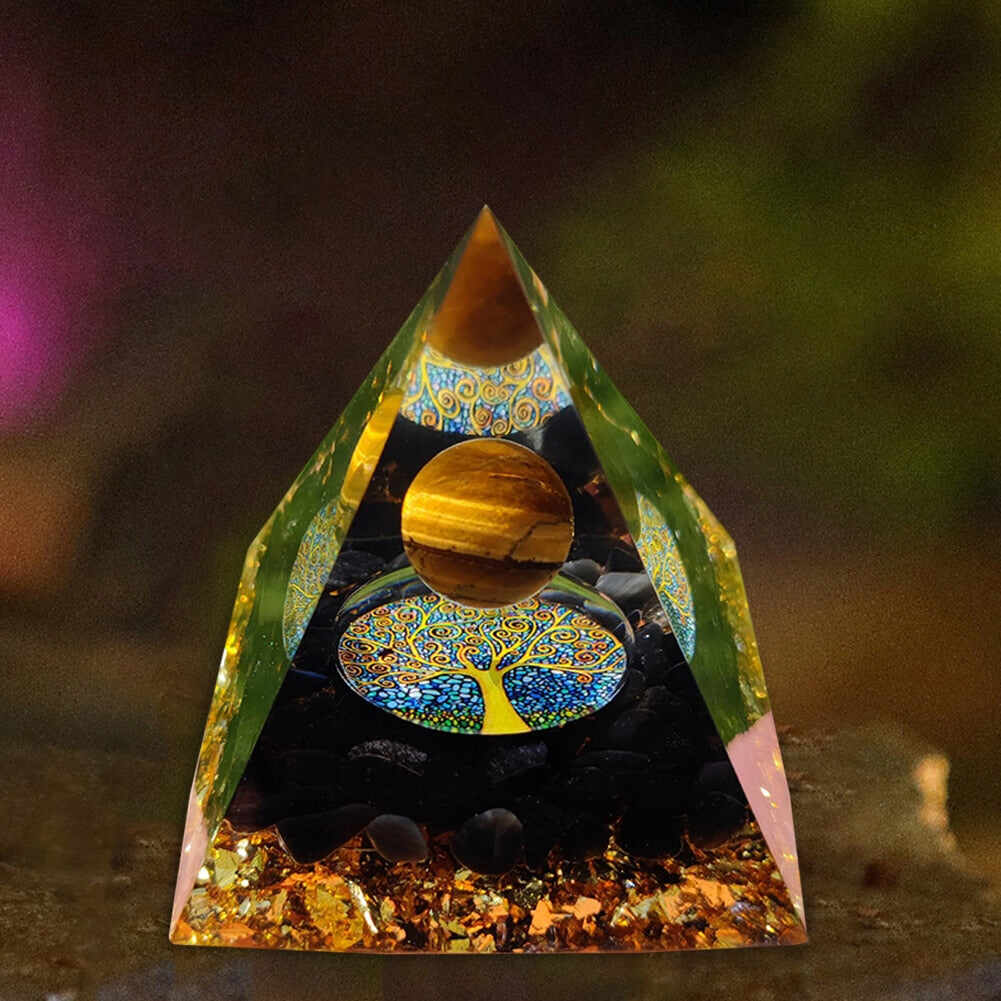 Tree of Life Crystal Energy Orgonite Pyramid