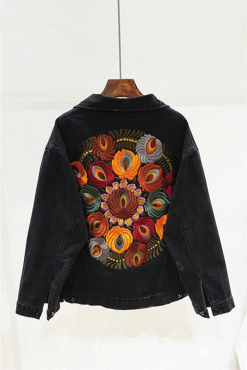 Women's embroidered denim jacket