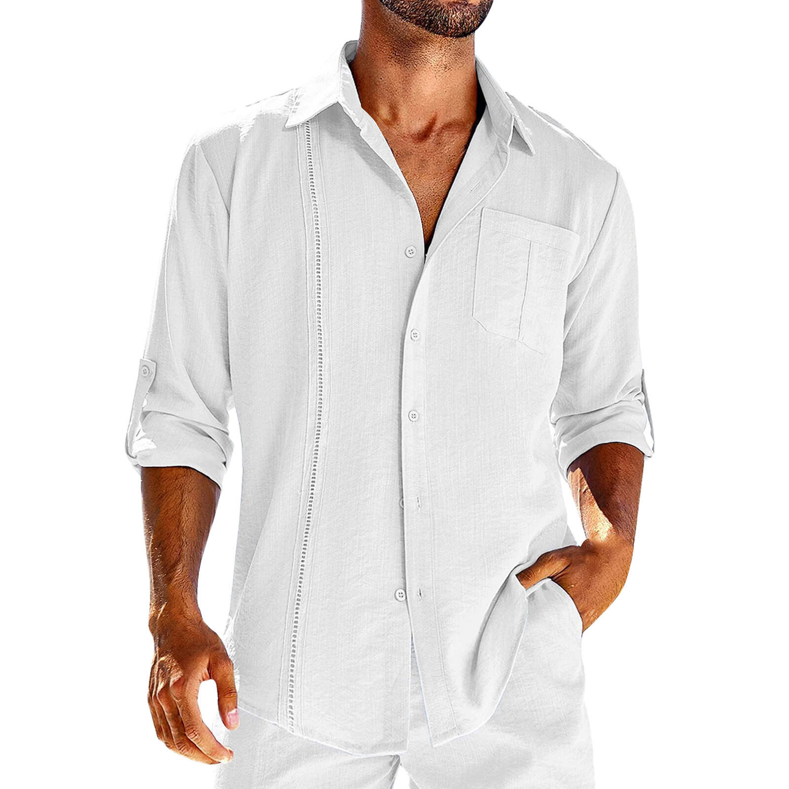 The latest men's long-sleeved V-neck knitted shirt, warm, comfortable and easy to clean - Buy 3 and get free shipping