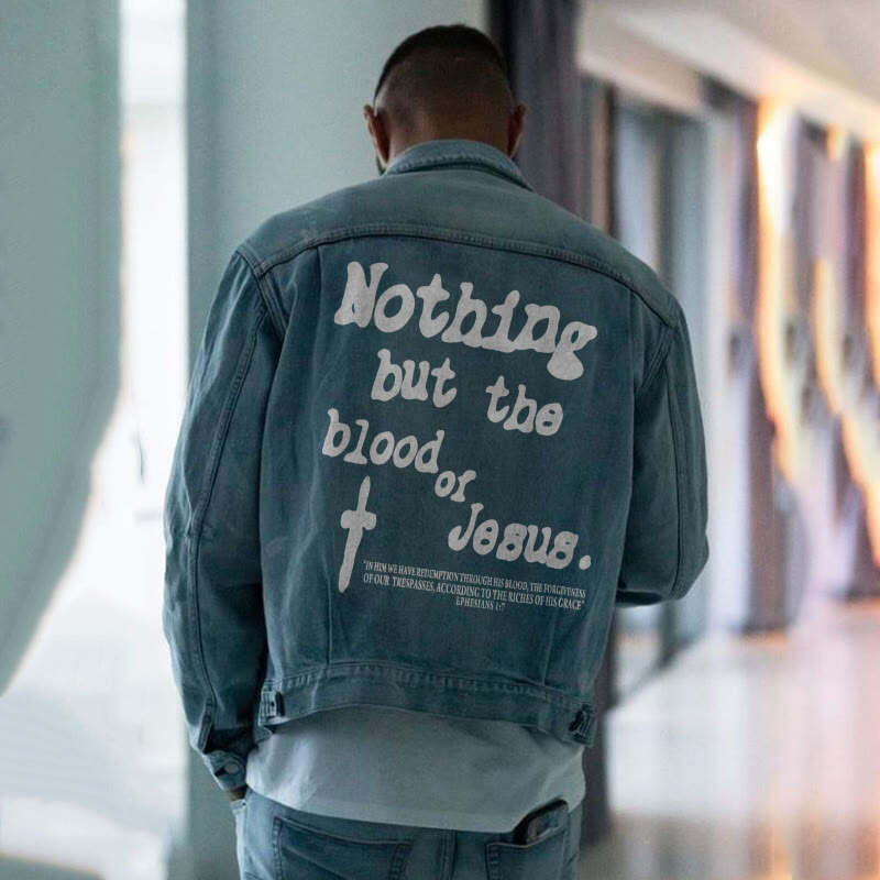 Nothing But Blood Of Jesus Print Men's Jacket