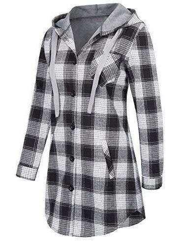 Casual ladies plaid hooded jacket