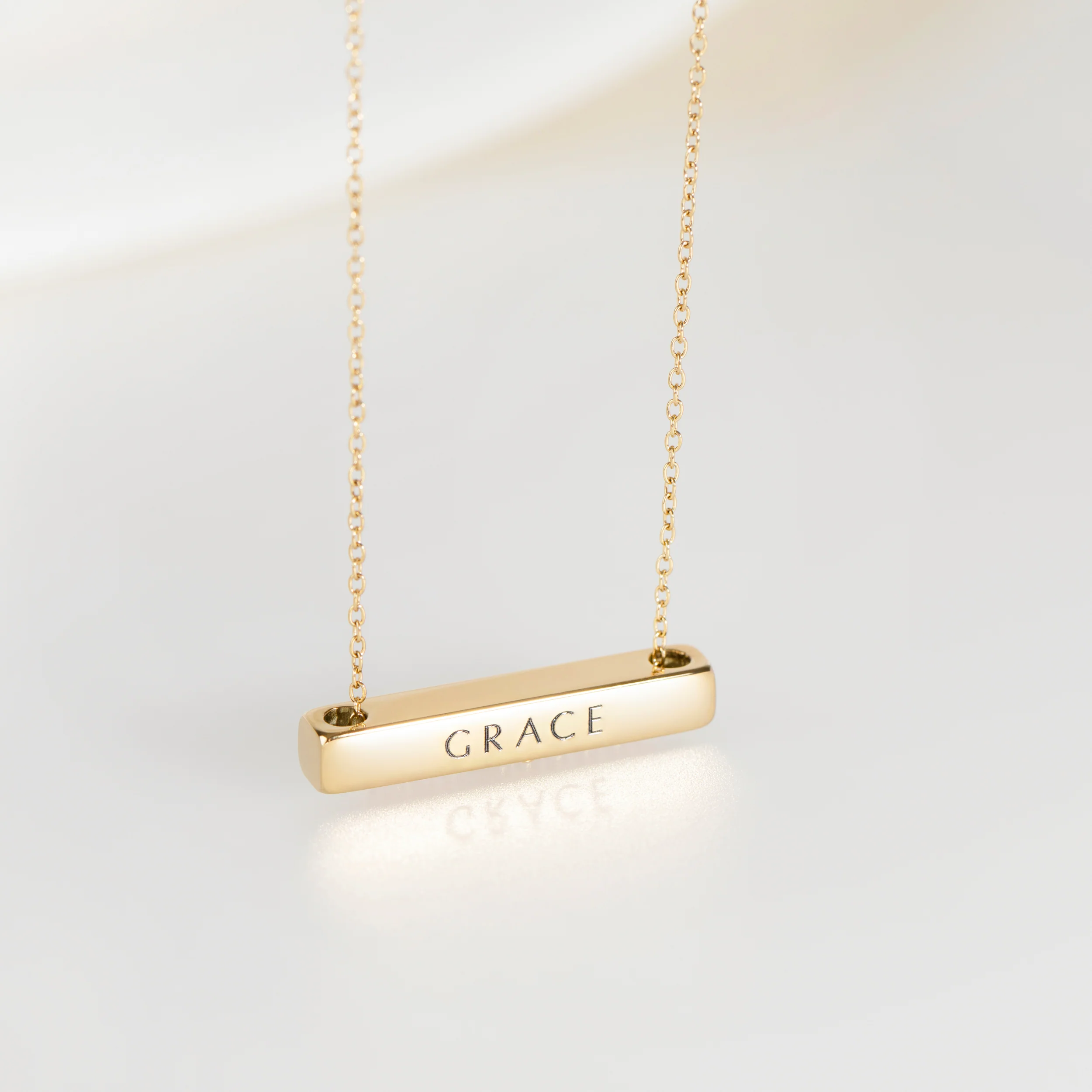 3cm Letter Bar Necklace in Gold Horizontal