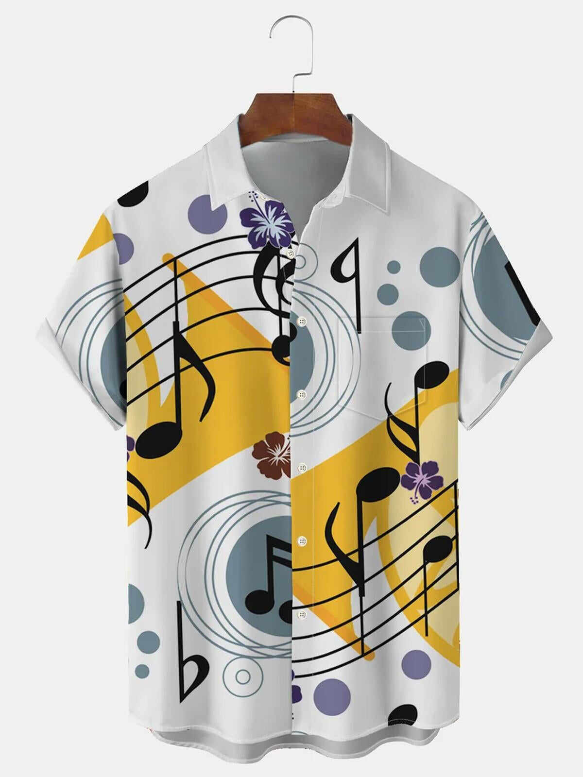 Music Note Men's Shirts With Pocket