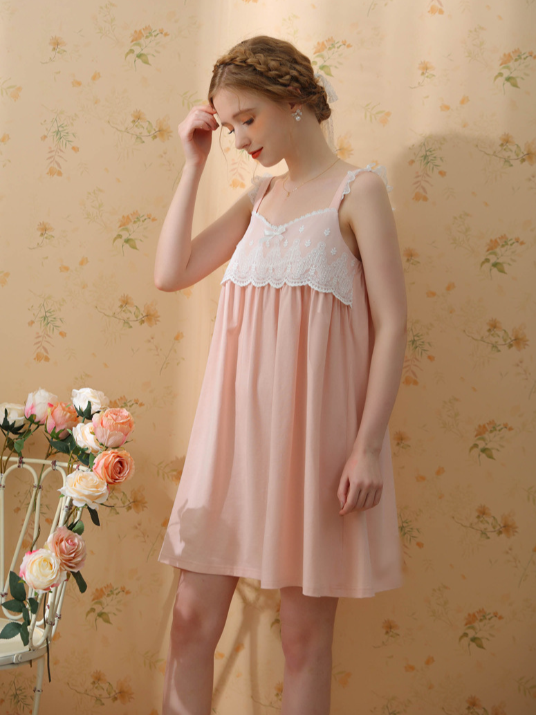 Casual Cotton Loose Spaghetti Nightdress