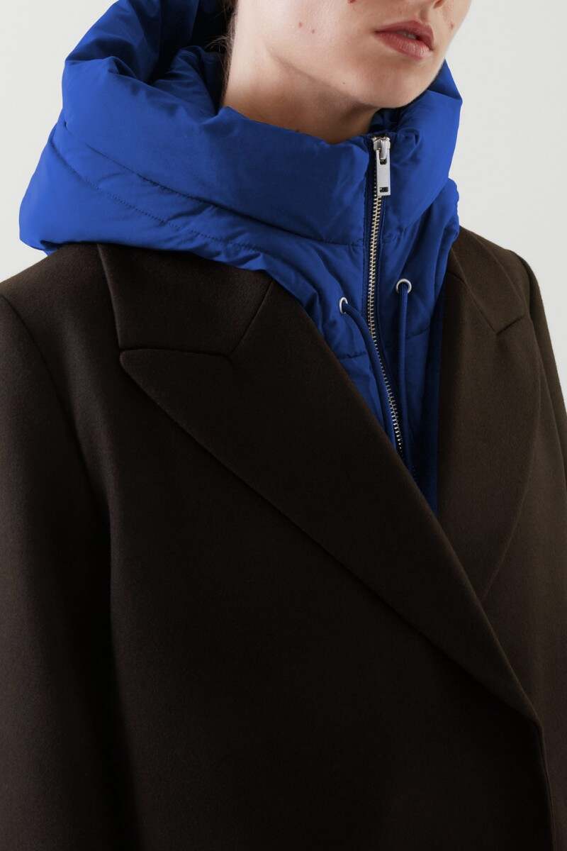 Blue Casual Solid Patchwork Zipper Hooded Collar Outerwear