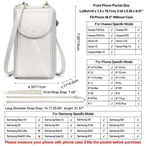 S-ZONE PU Leather RFID Blocking Crossbody Cell Phone Bag for Women Wallet Purse