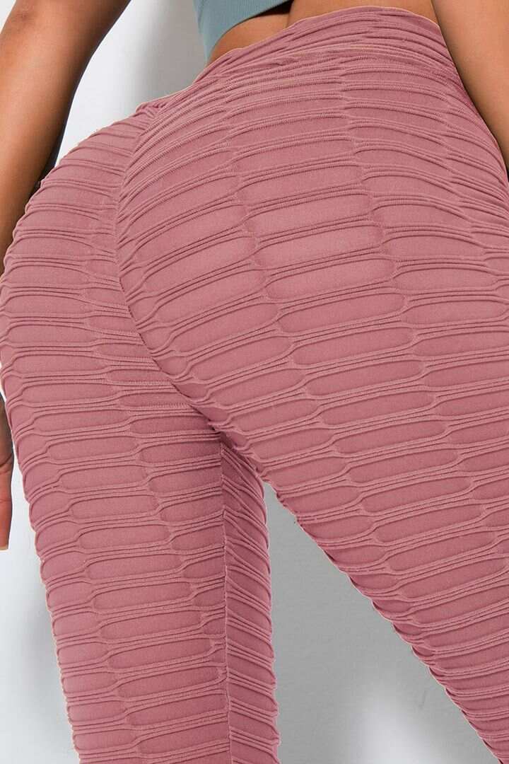 Solid Textured High Waist Sports Leggings