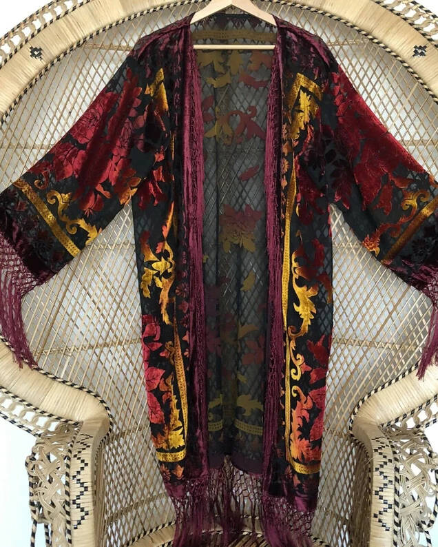 Vintage Lace Kimono Flow Velvet Cardigan