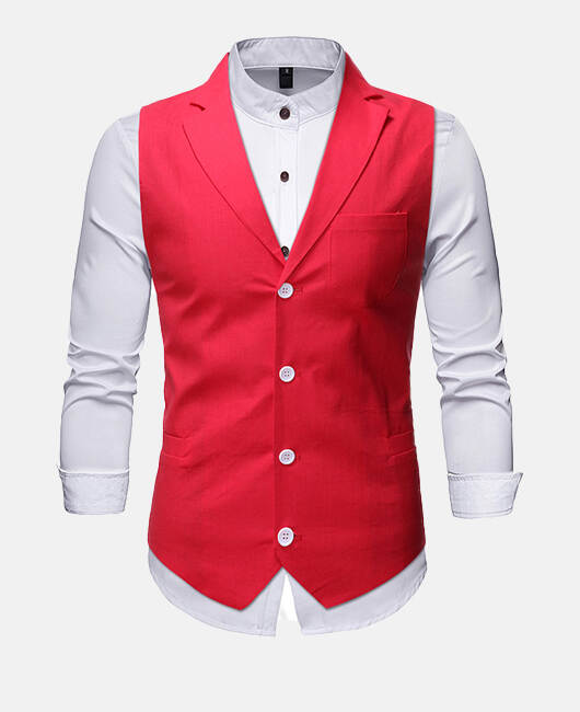 Elegant Plain Notch Lapel Single Breasted Blazer Vest