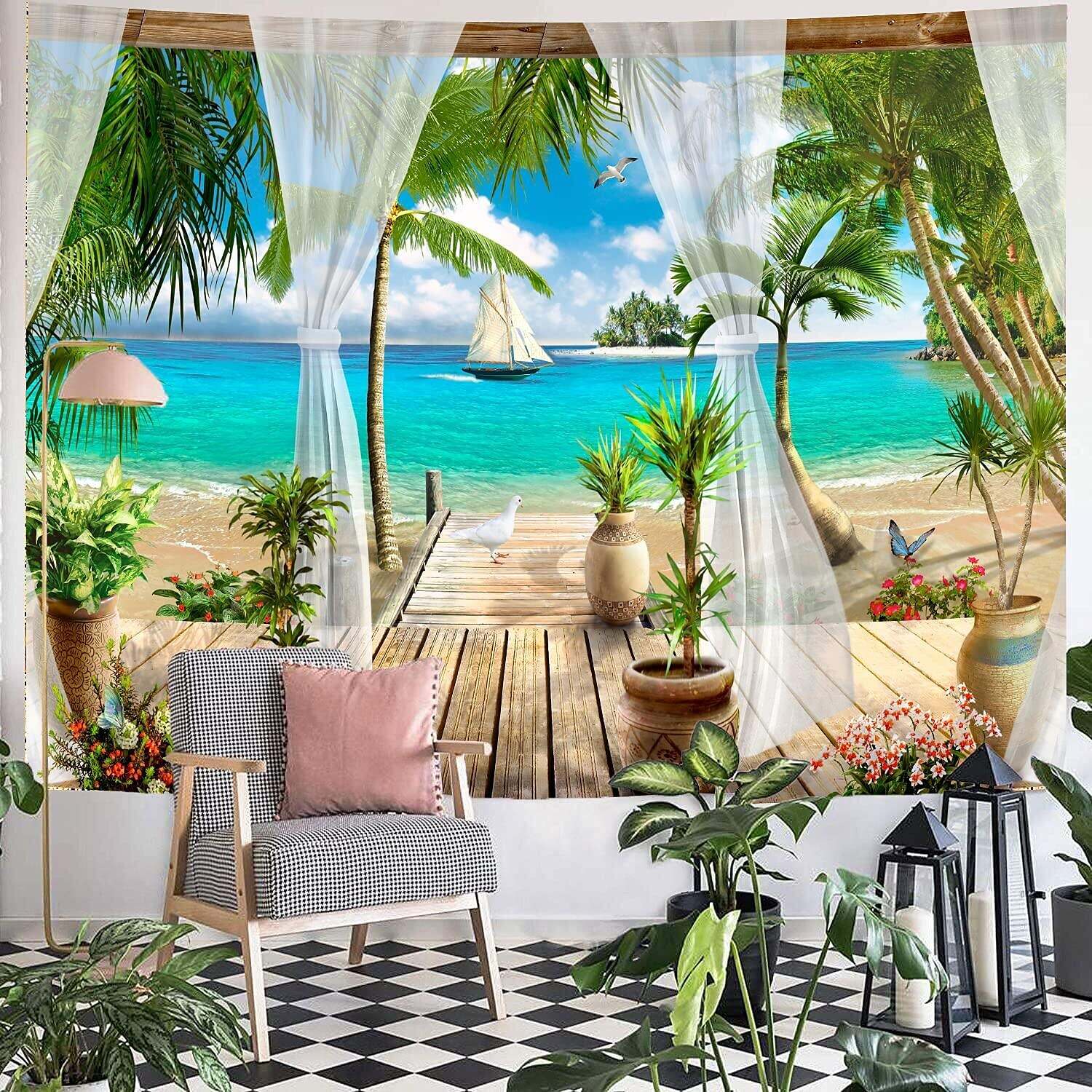 Beach Theme Wall Tapestry Art Decor Photograph Backdrop