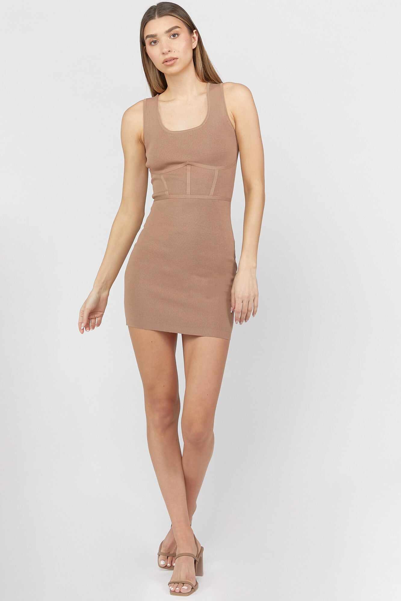 Women Apparel | Ribbed Bodycon Mini Dress Cream Forever21 - YL89405