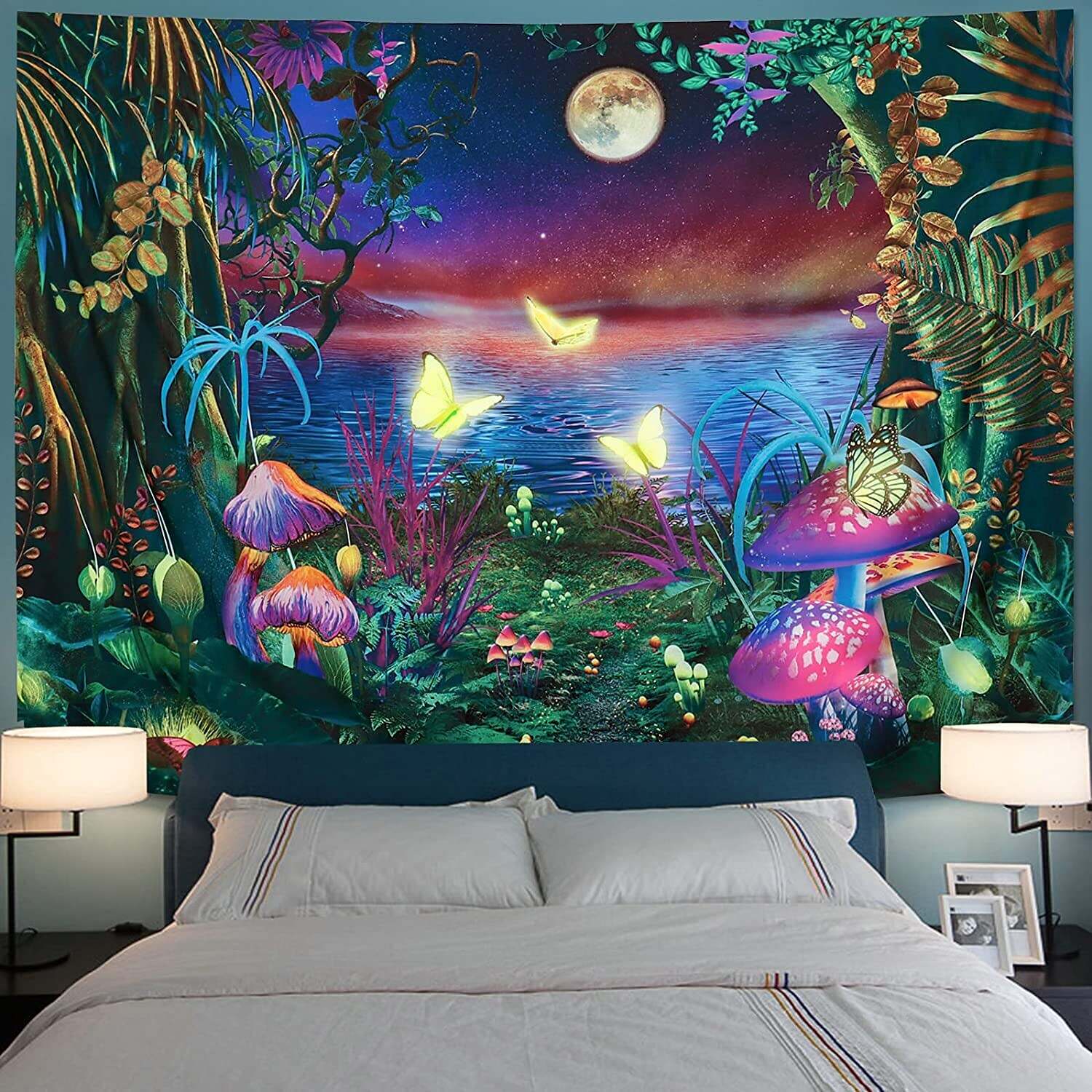 Blacklight UV Reactive Wall Tapestry Butterfly