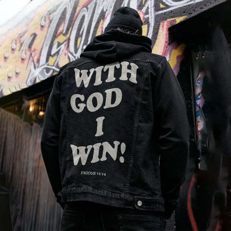 With God I Win Print Men's Jacket