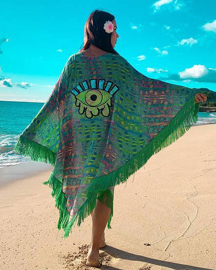 Demon Eye Cloak Fringed Vintage Cardigan