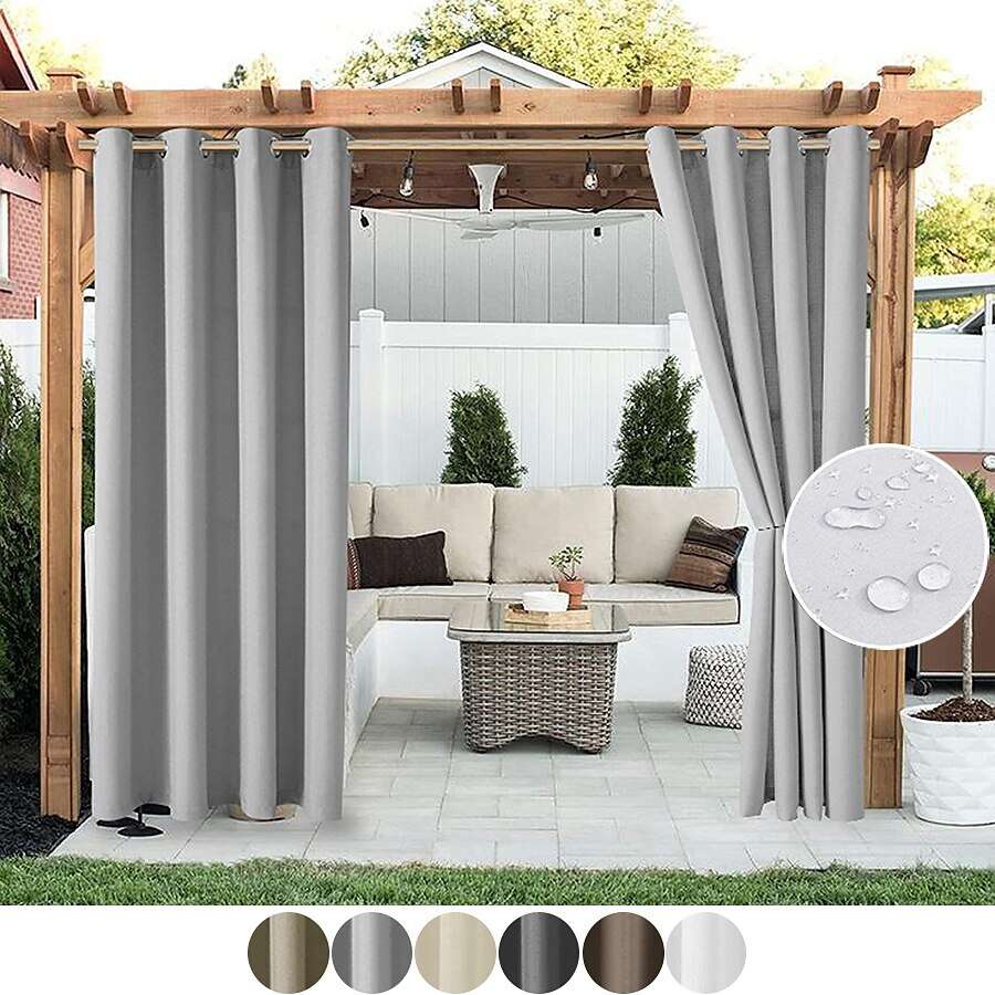 Waterproof Outdoor Curtain Privacy, Sliding Patio Curtain Farmhouse Drapes