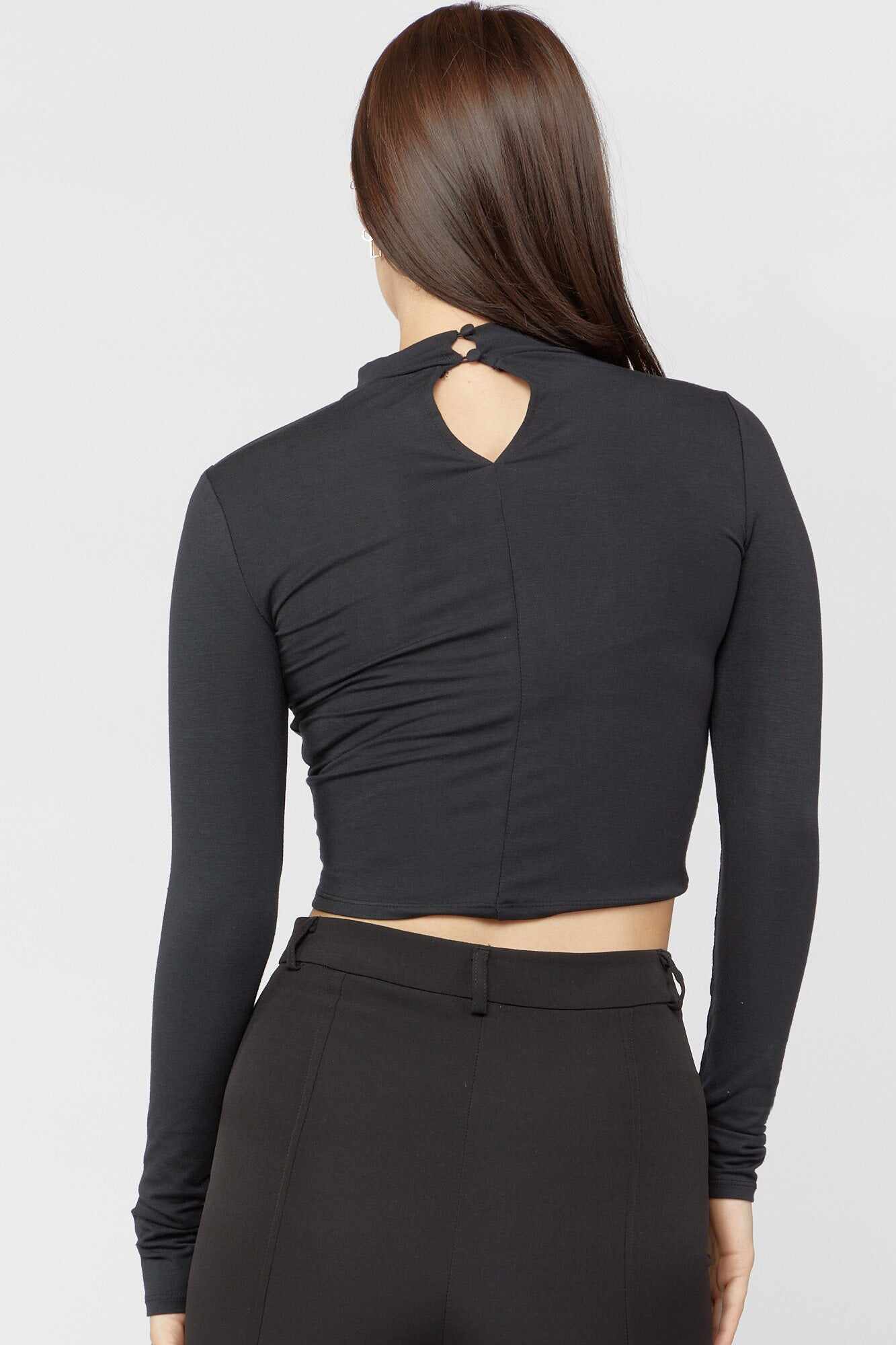 Women Apparel | Mock Neck Twisted-Hem Crop Top Wine Forever21 - PB32552