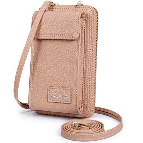 S-ZONE PU Leather RFID Blocking Crossbody Cell Phone Bag for Women Wallet Purse