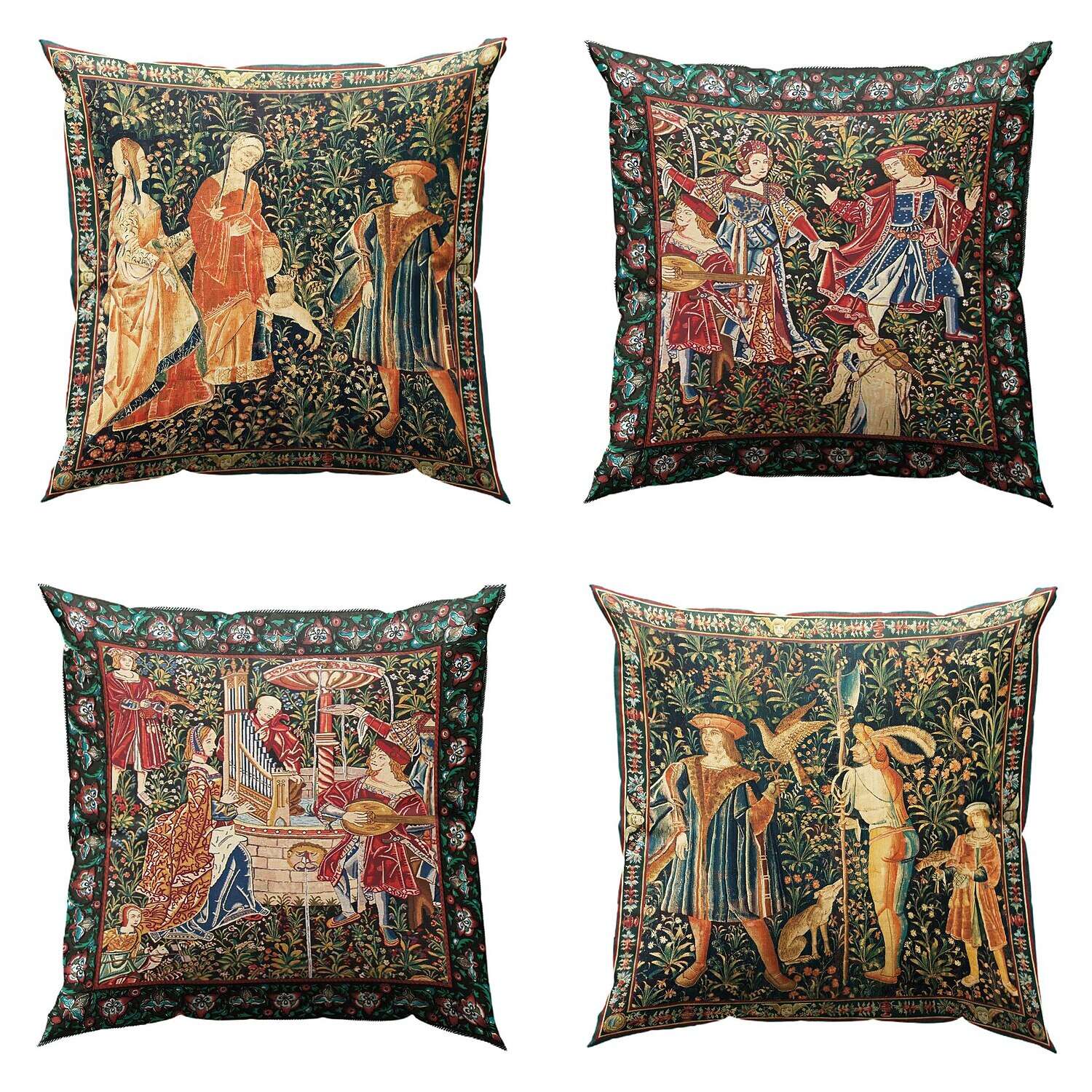 Medieval Grape Double Side Pillow Cover 4PC Soft Decorative Square Cushion Case Pillowcase for Bedroom Livingroom Sofa Couch Chair