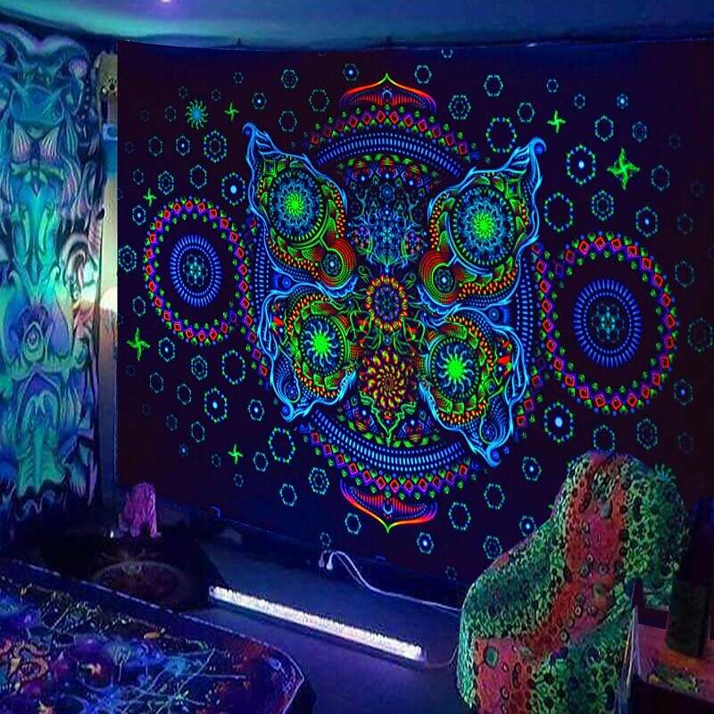 Blacklight Trippy Tapestry UV Reactive Psychedelic Tapestry