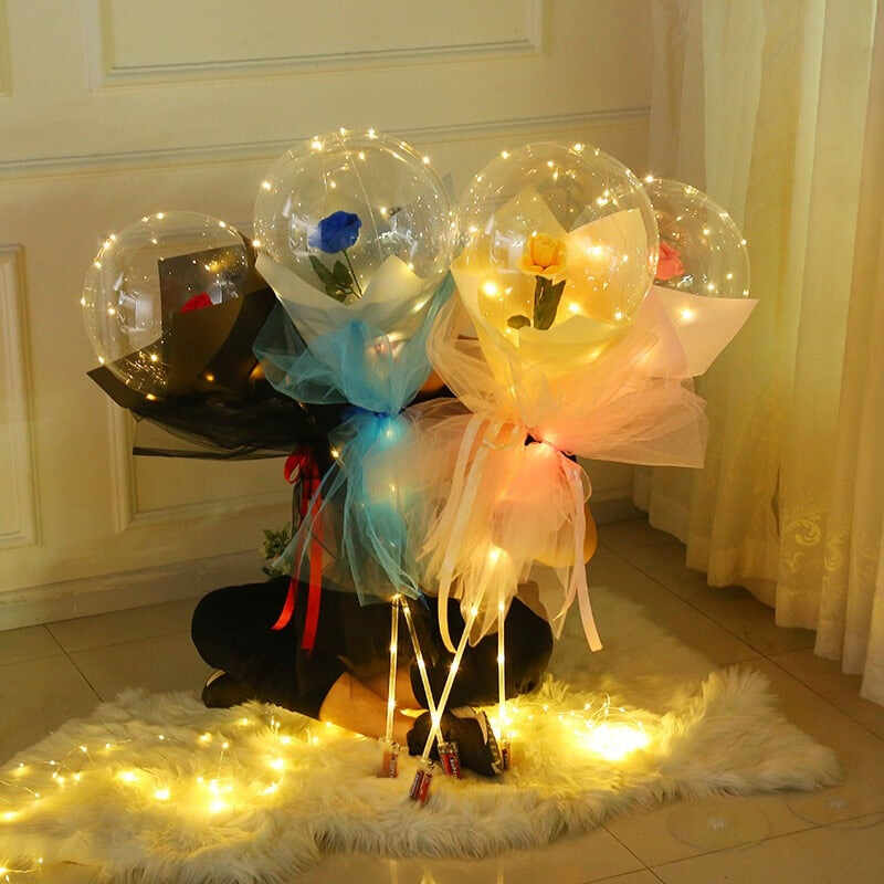 Led Rose Bouquet Luminous Valentines Decorate Gift Decoration Party Wedding Led Light Balloon Rose in Balloon Diy Gifts