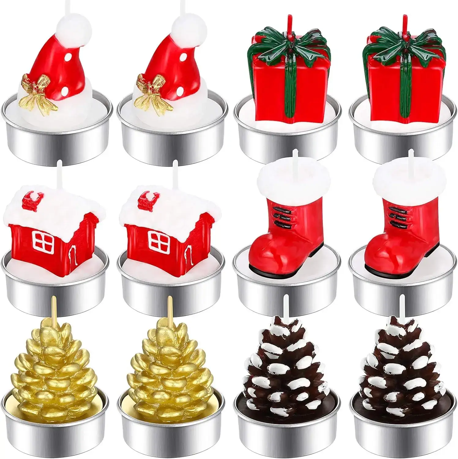 12 Pieces Christmas Tree Tealight Candles Handmade Delicate Tree Candles for Christmas Home Decoration Gifts