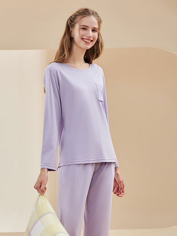 V Neck Modal Plain Casual Couple Pajama Set