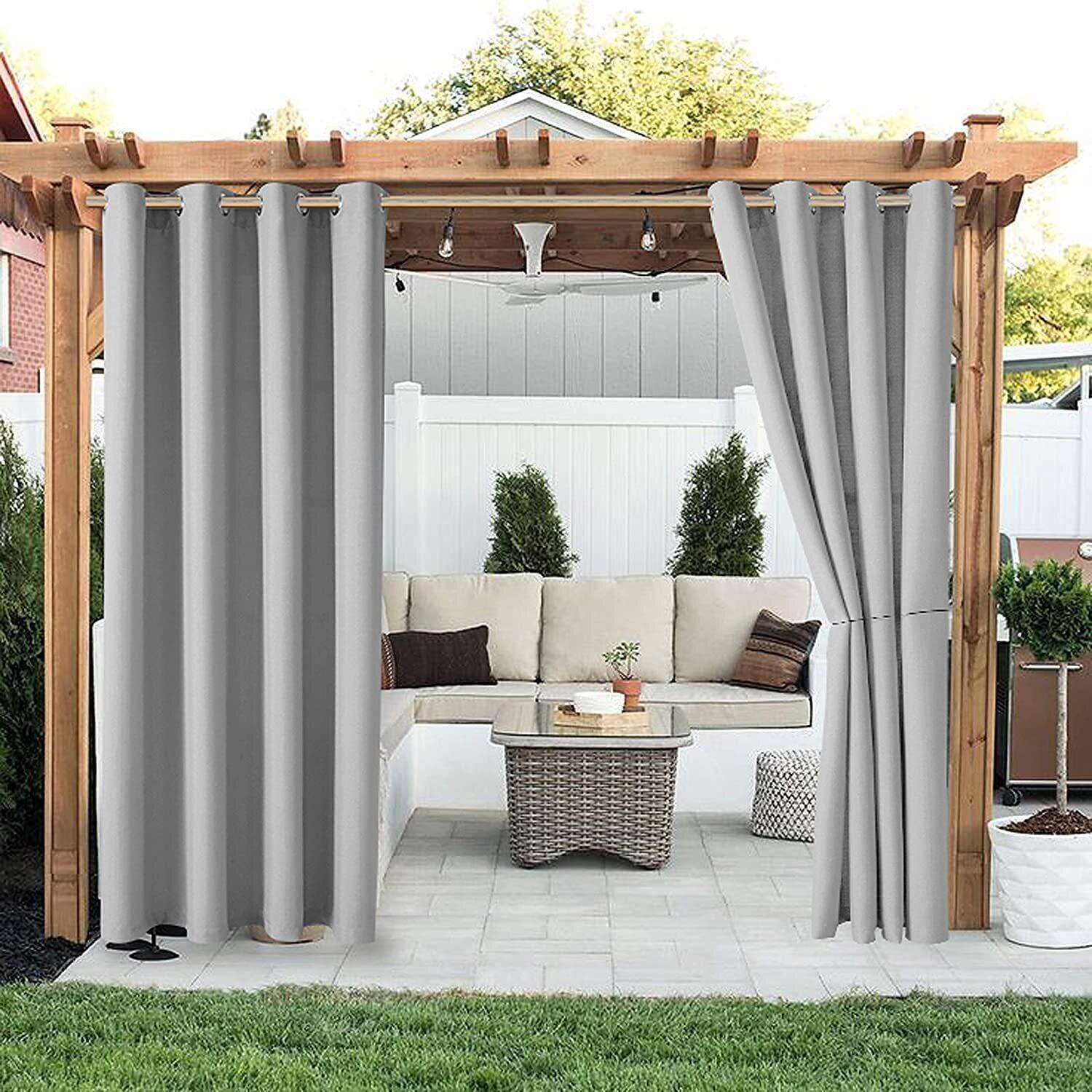 Waterproof Outdoor Curtain Privacy, Sliding Patio Sheer Curtain