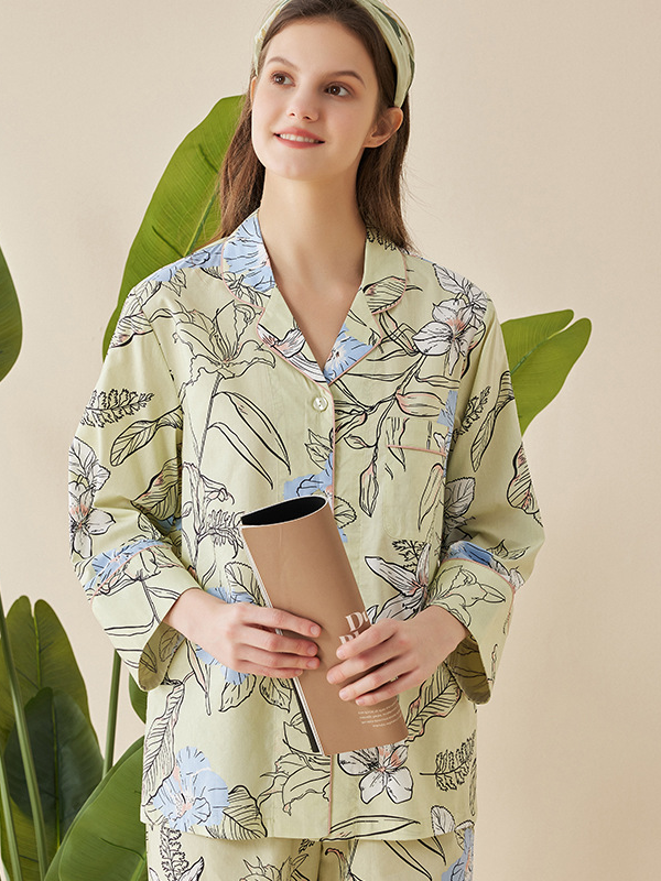 Modal Simple Regular Long Sleeve Pajama Set