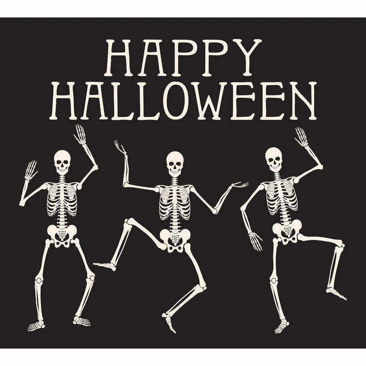 7' x 16' Ivory and Black Double Car Halloween Garage Door Banner