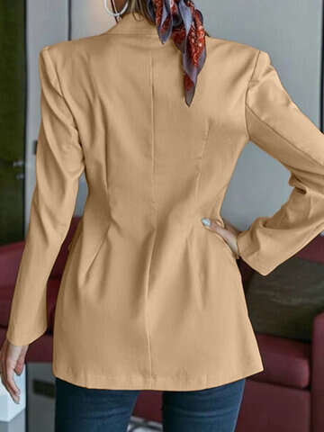Women Blazers | Asymmetrical Solid Long Sleeve Lapel Casual Women Blazer - IW64622